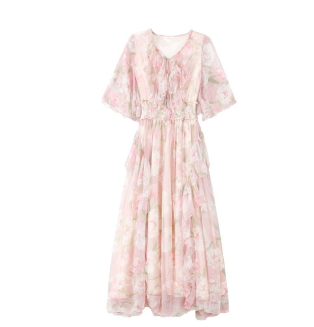 Vintage Rosa Spetsklänning