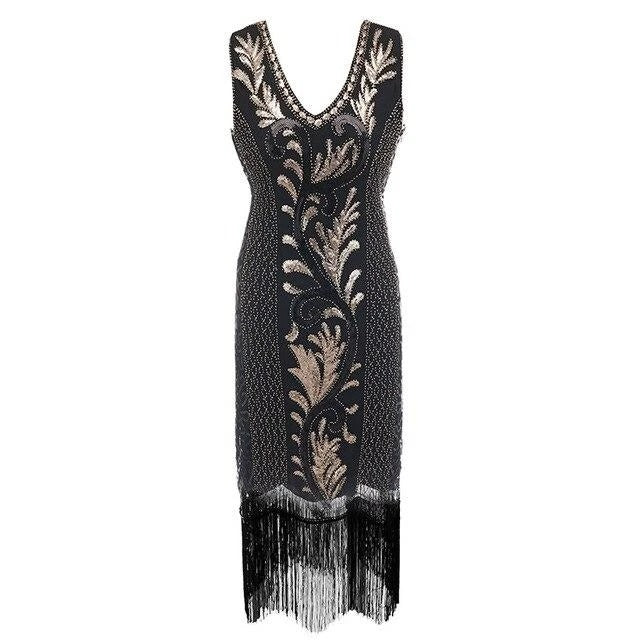 Svart Och Guld Gatsby Spirit Dress