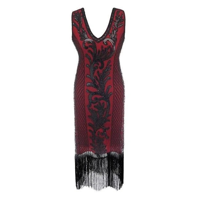 Röd Och Svart Gatsby Spirit Dress