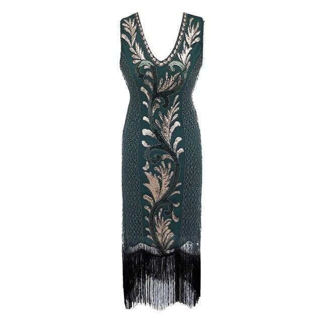 Grön Och Guld Gatsby Spirit Dress