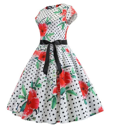 Vintage Poppies Utsvängda Klänning
