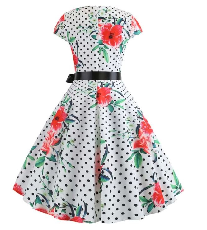Vintage Poppies Utsvängda Klänning