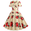 Vintage Gula Blommor Utsvängda Klänning