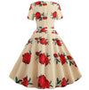 Vintage Gula Blommor Utsvängda Klänning