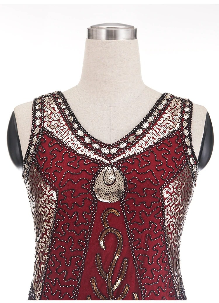 Gatsby Klänning - Röd Charleston