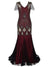 Burgundy Haute Couture Lång Gatsby Klänning