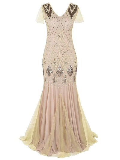 Ivory Haute Couture Lång Gatsby Klänning