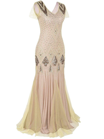 Ivory Haute Couture Lång Gatsby Klänning