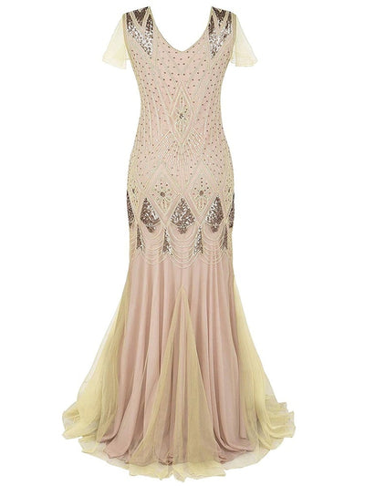 Ivory Haute Couture Lång Gatsby Klänning