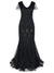 Lång Svart Haute Couture Gatsby-Klänning