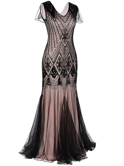 Rosa Haute Couture Lång Gatsby-Klänning