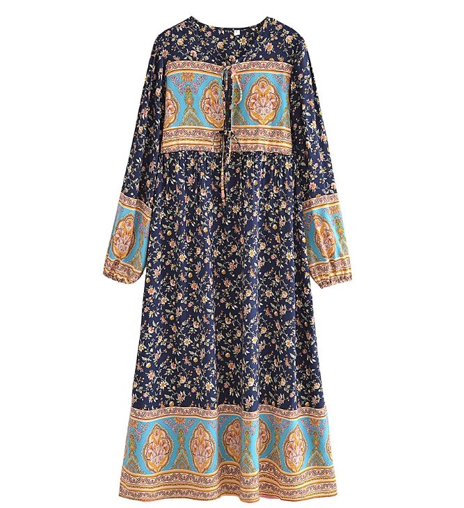 Vintage 70-Tal Lång Klänning