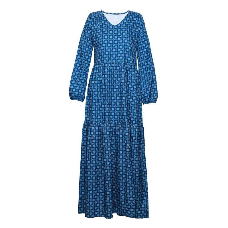 Blå Vintage Maxiklänning