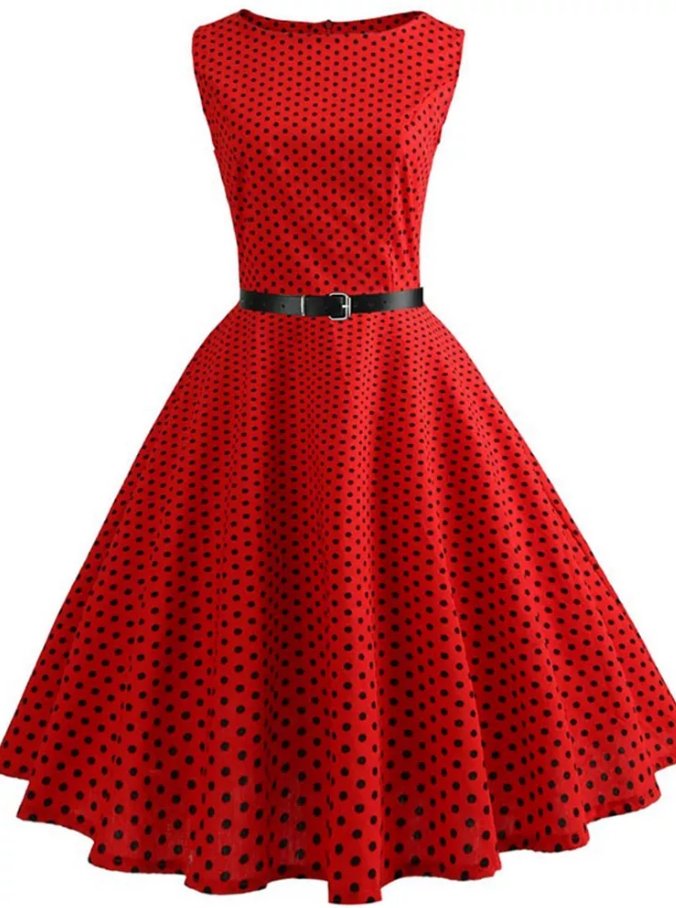 Röd 50-Tals Pin Up-Klänning