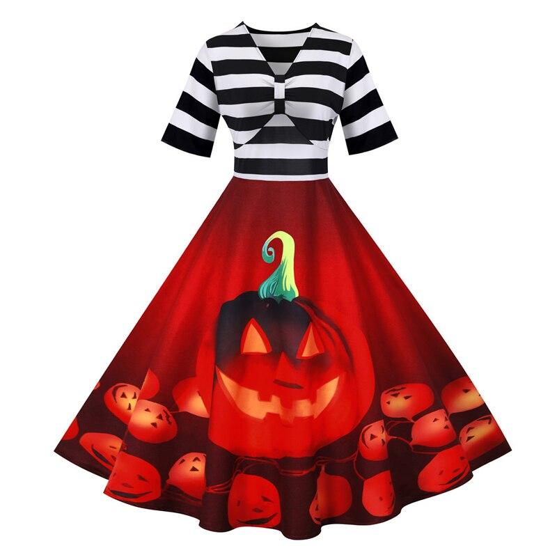 Retro Halloween Klänning Burgundy