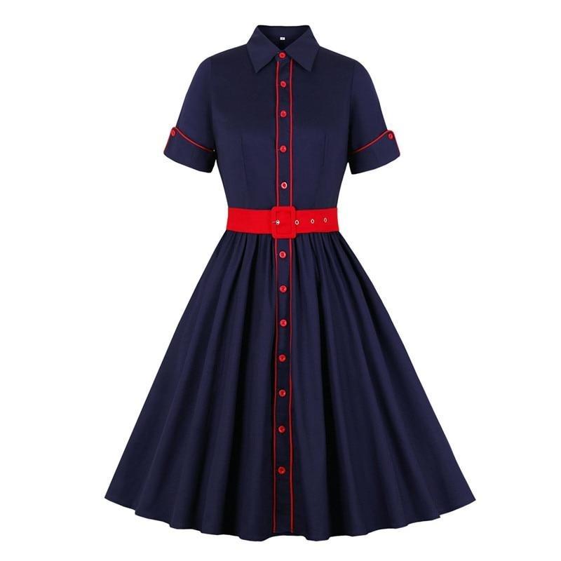 Marinblå Rockabilly Klänning