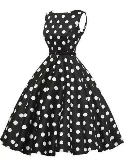 1950-Tal Polka Dot Retro Pin-Up Rockabilly Klänning