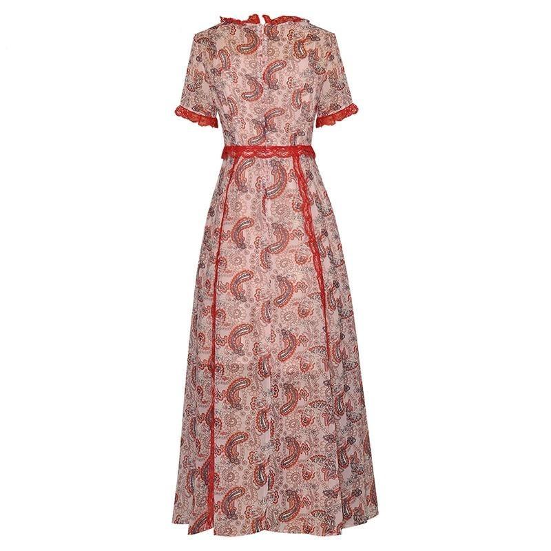 Röd Vintage Spetsklänning