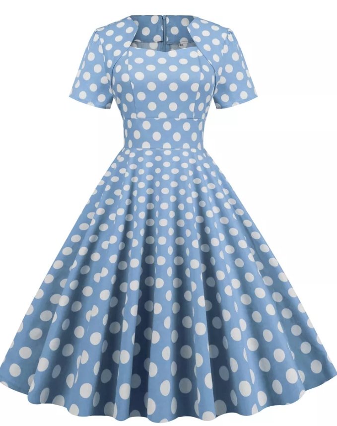 50-Tals Klänning I Vintagestil Blå