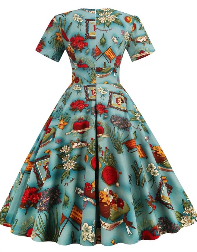 Klänning I Vintage Deco-Stil Från 50-Talet