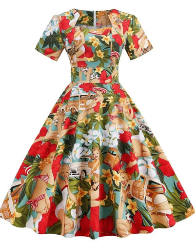 Klänning I Vintage Patchworkstil Från 50-Talet