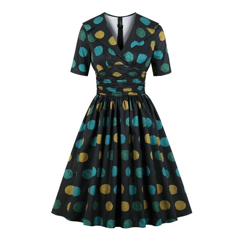 Polka Dot Klänning I 50-Talsstil