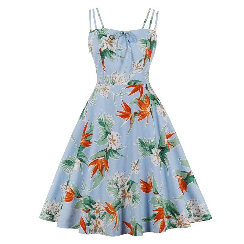 Plus Size Vintage Style Klänning Blå