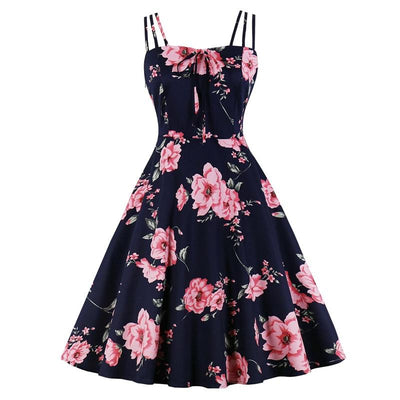Vintage Style Plus Size Open Flower Dress
