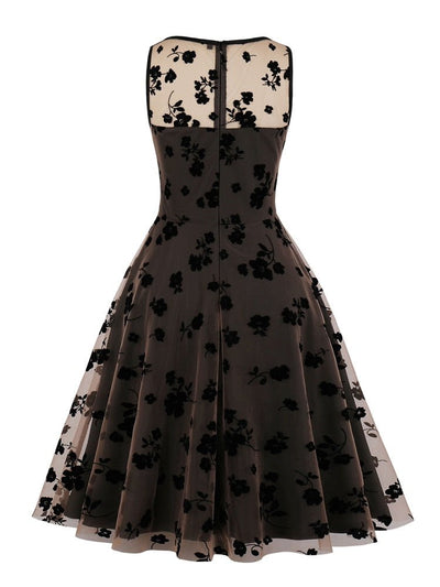 Vintage Style Klänning Plus Size Brun