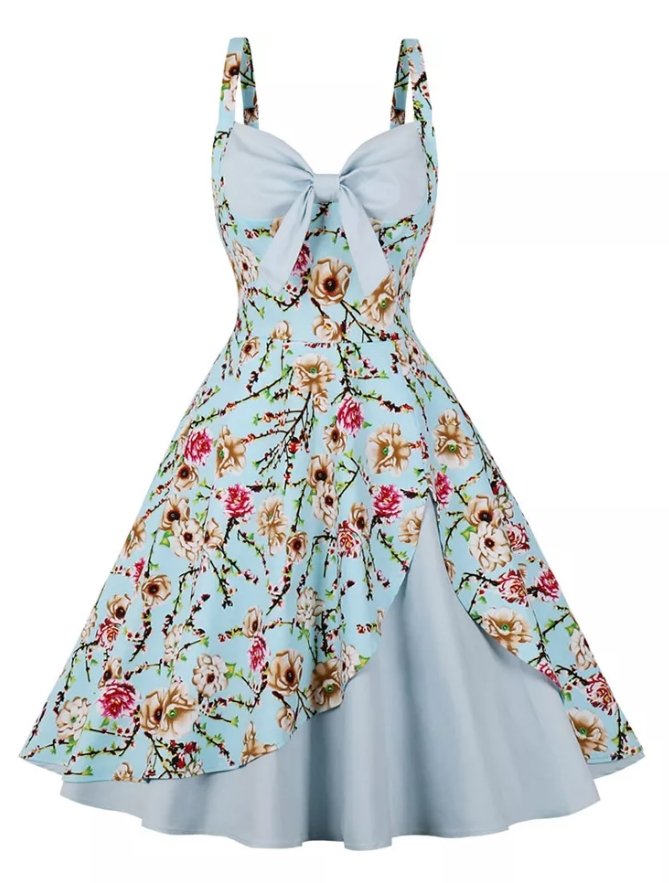 Vintage Tunika Klänning Färska Blommor