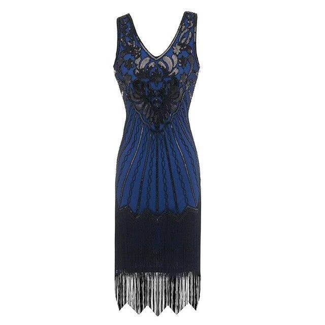 Vintage 20s Plus Size Blå Klänning