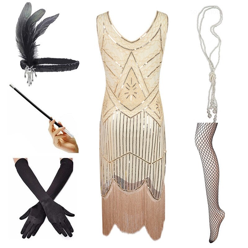 Vintage 1920 Beige Klänning