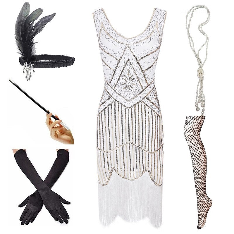 Vintage 1920 Klänning Vit