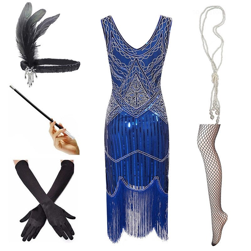 Vintage 1920 Klänning Blå