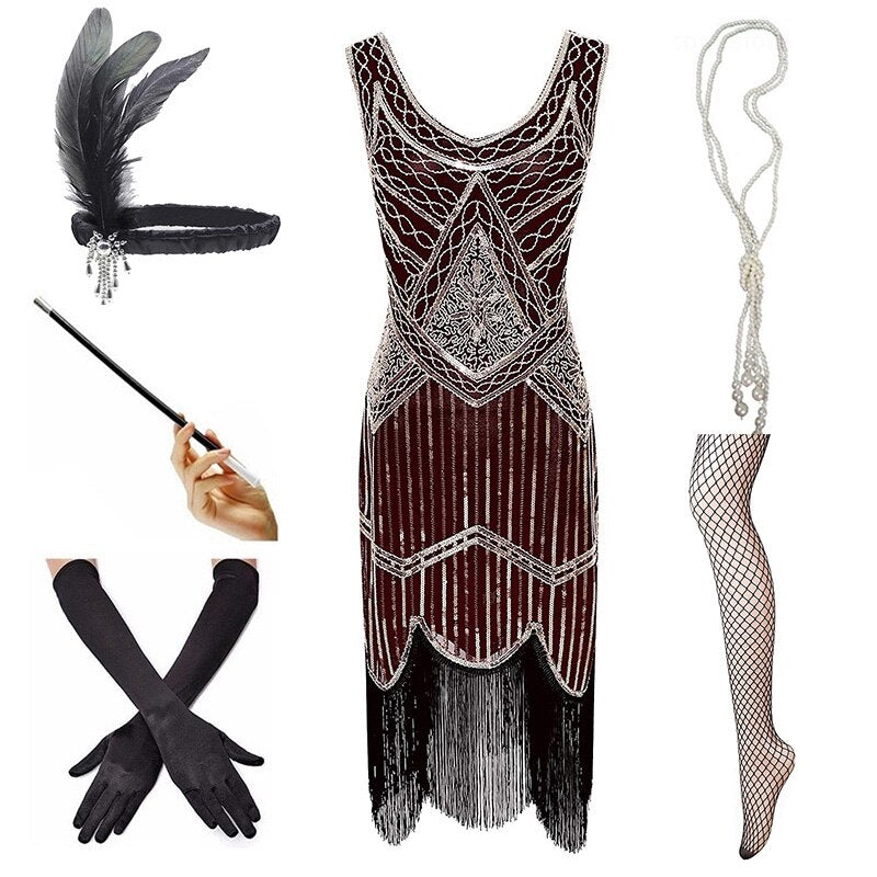 Vintage 1920 Burgundy Klänning