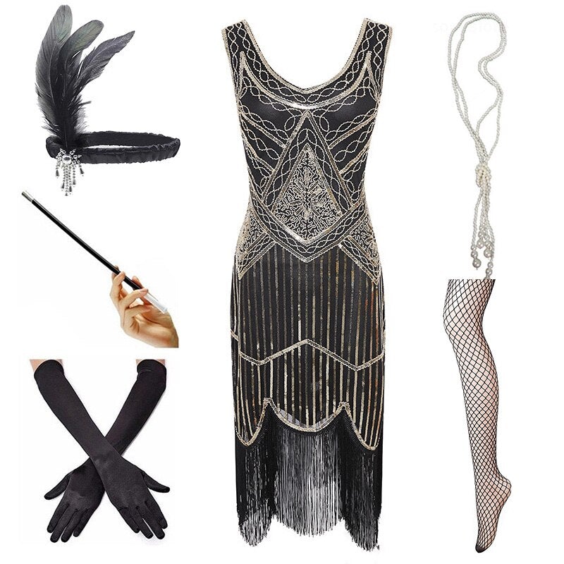 Vintage 1920 Guldklänning