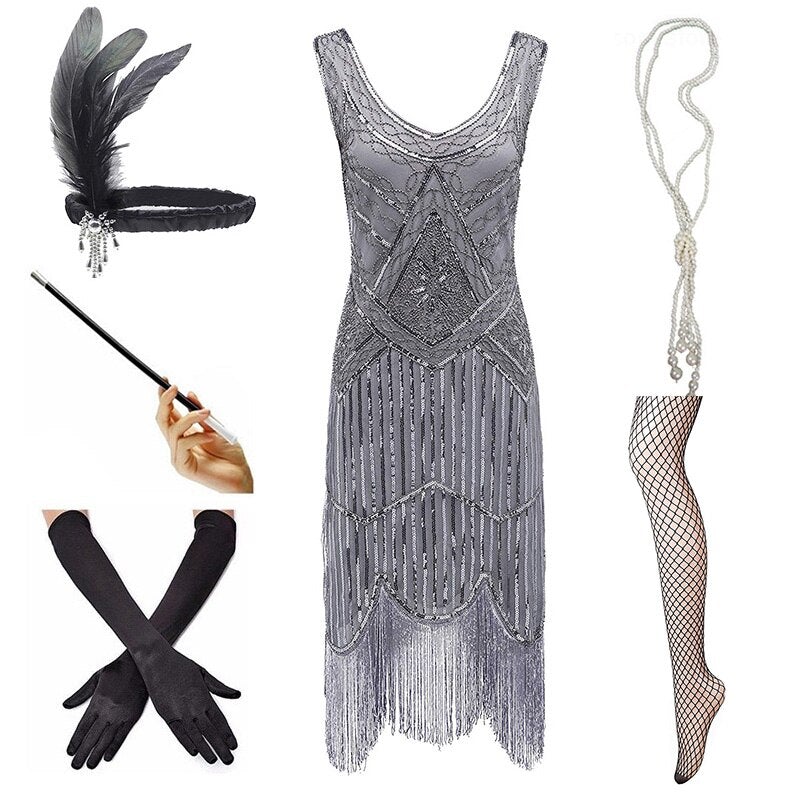 Vintage 1920 Klänning Grå