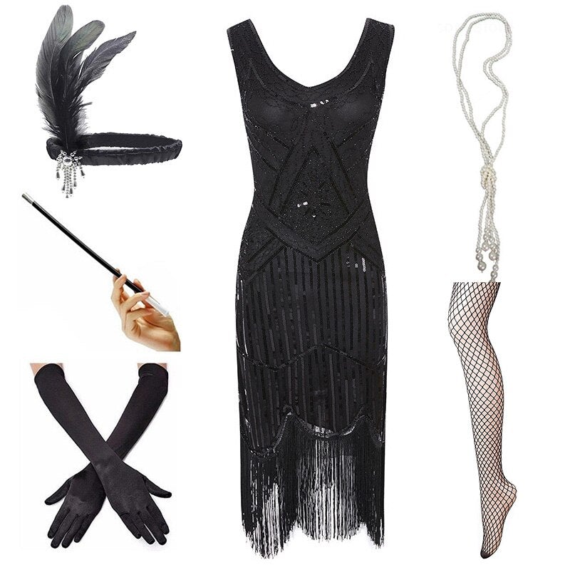 Vintage 1920 Svart Klänning