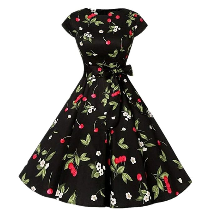 Vintage 1950 Klänning Black Cherries