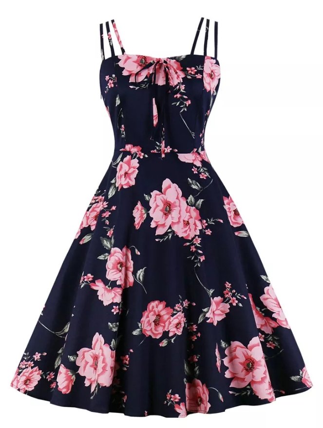 Vintage 1950 Red Roses Dress