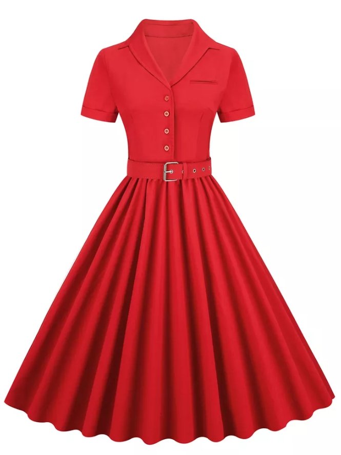 Vintage 1950 Röd Klänning