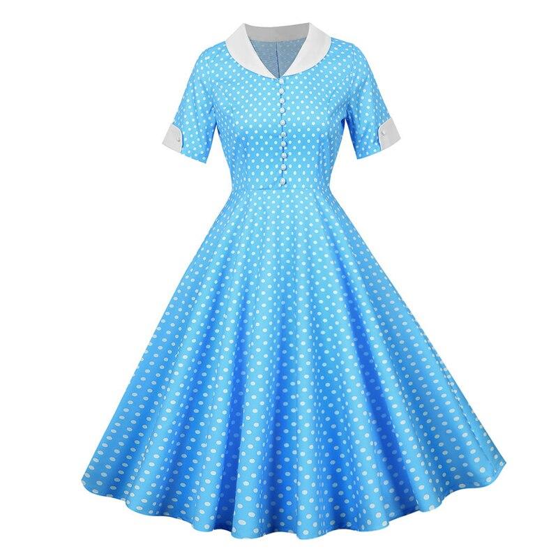 Vintage 50s Sky Polka Dot Klänning