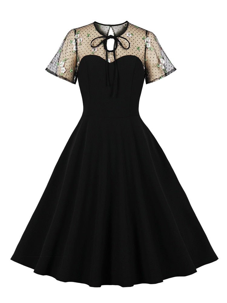 Vintage 50s Plus Size Svart Klänning