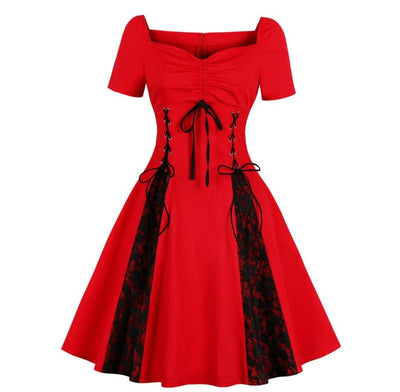 Vintage 50s Plus Size Röd Klänning