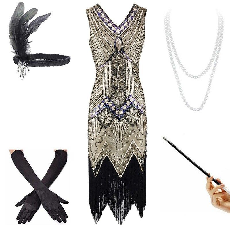 Vintage 20-Tals Beige Klänning