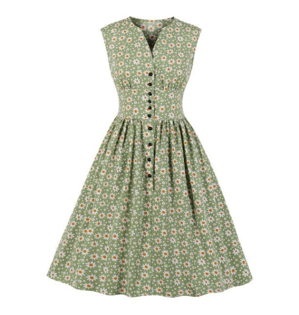 Vintage 50-Talsklänning Plus Size Blommor