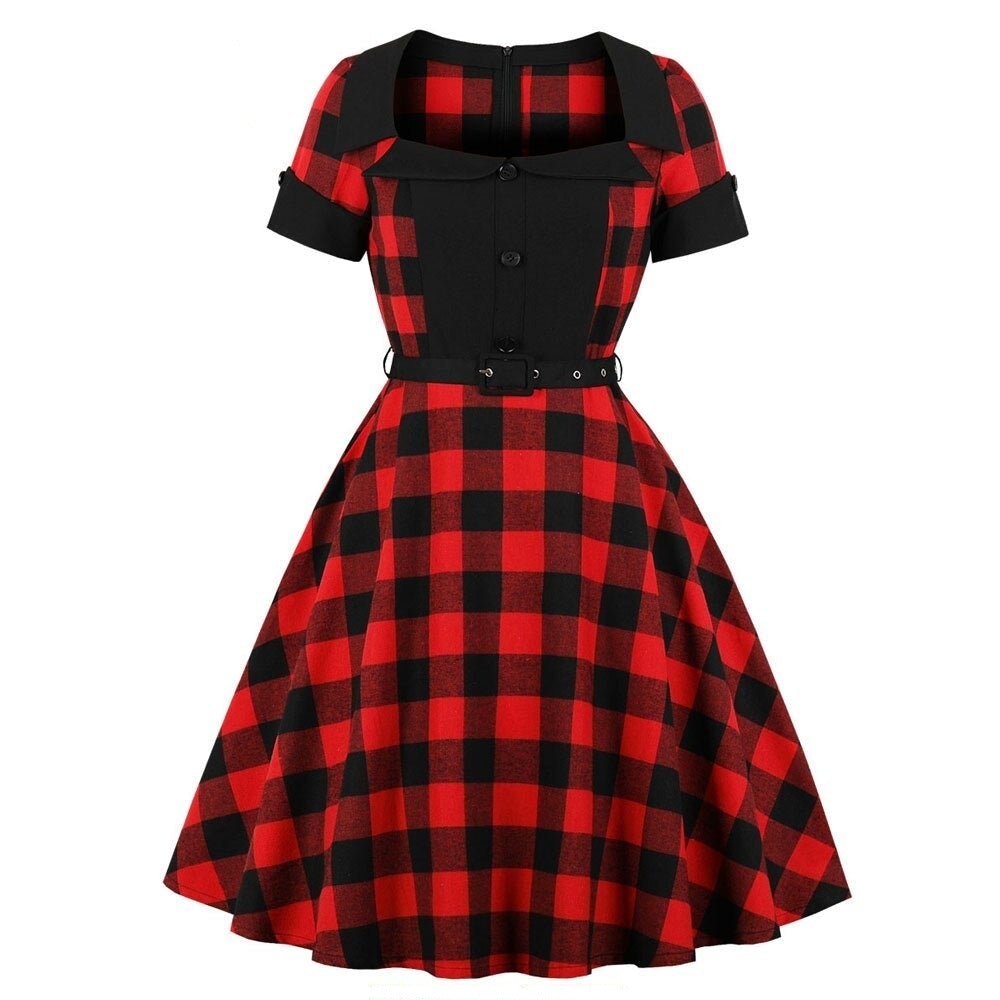 Vintage 50s Plus Size Röd Klänning