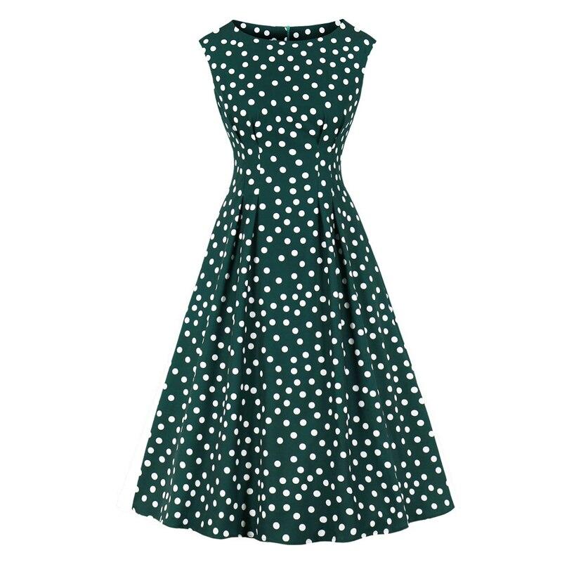 Vintage 50-Tal Grön Vit Polka Dots Klänning