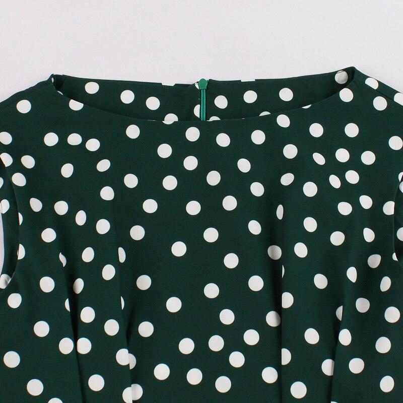 Vintage 50-Tal Grön Vit Polka Dots Klänning