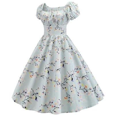 Vintage Blå Blomklänning Från 60-Talet